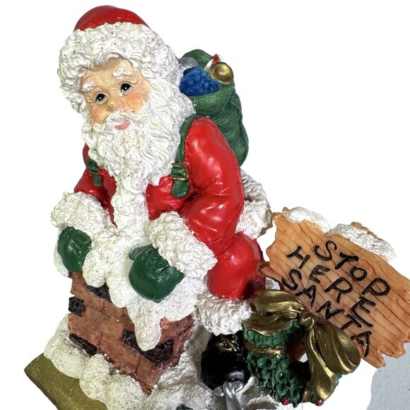Kurt S Adler‎ Christmas Stocking Hanger Resin "Stop Here Santa" Chimney 1950's - Picture 3 of 6